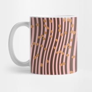 Wavy Stripes, Dots - Brown and Blush Mug